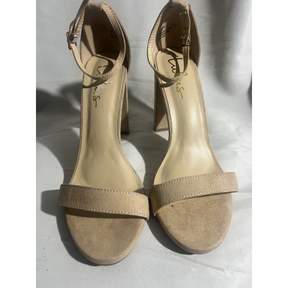 Lulus Taylor Neutral Nude Blush Vegan Suede Chunky Block Heel Ankle Stra…